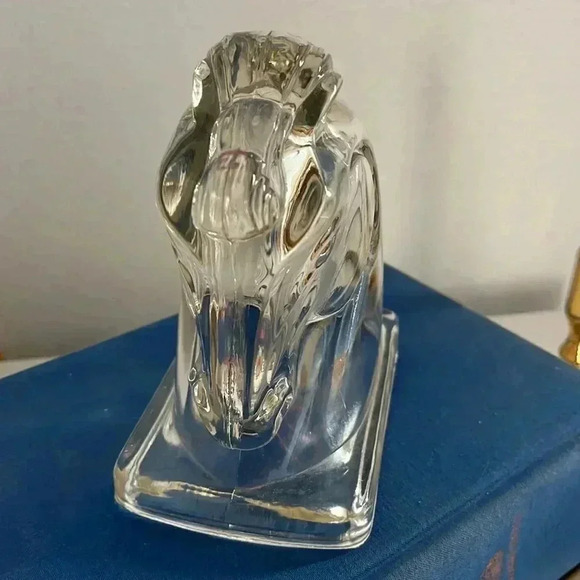 Vintage 1950s Federal Glass Horse Head Bookend Clear Art Deco Equestrian - Picture 3 of 5